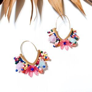 Floral hoop earrings S459